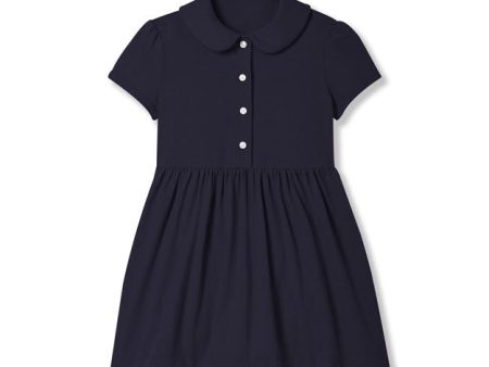 Short Sleeve Peter Pan Collar Jersey Dress on Sale