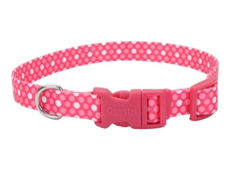 Styles Adjustable Dog Collar Polka Dot Pink Small 5 8 x 10-14 In For Discount