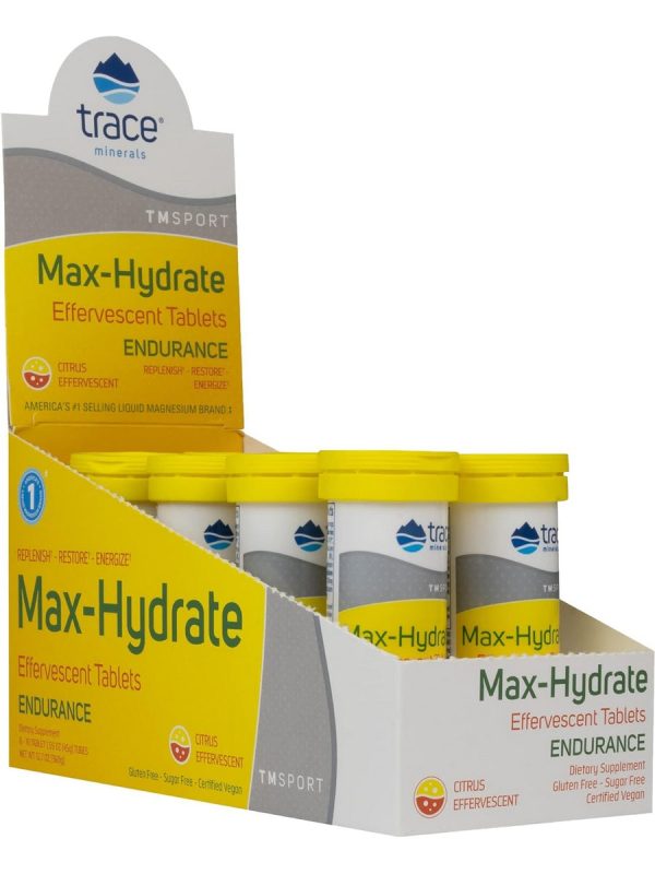 Trace Minerals, TMSPORT, Max-Hydrate Endurance, Citrus Effervescent, 8 Tubes Online Sale