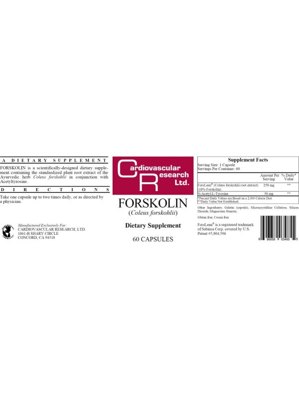 Cardiovascular Research Ltd., Forskolin, 60 Capsules Supply