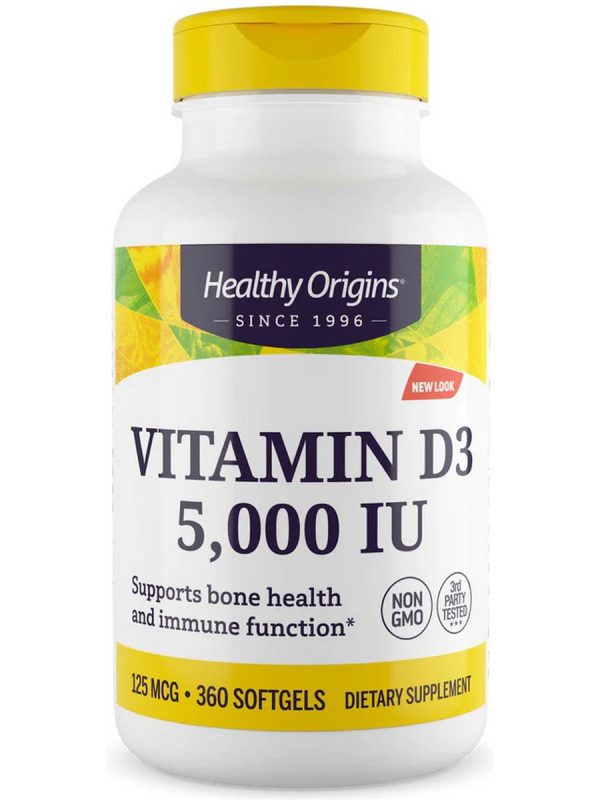 Healthy Origins, Vitamin D3 5,000 IU, 125 mcg, 360 Softgels For Discount