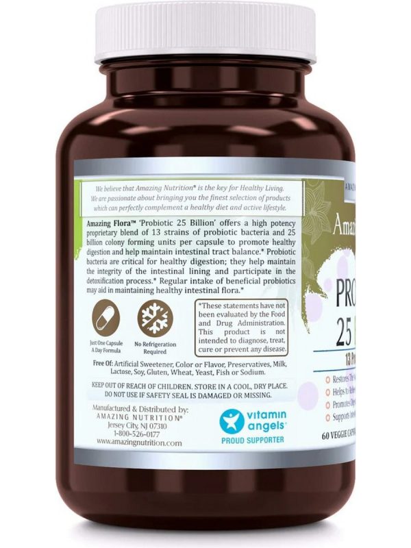 Amazing Flora, Probiotic 25 Billion, 13 Strains, 60 Veggie Capsules For Discount