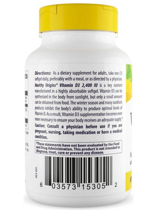 Healthy Origins, Vitamin D3 2,400 IU, 60 mcg, 120 Softgels Fashion