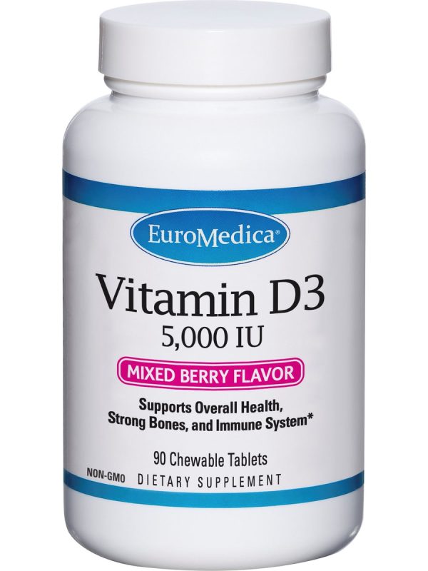 EuroMedica, Vitamin D3, Mixed Berry, 5000 IU, 90 Chewable Tablets Cheap