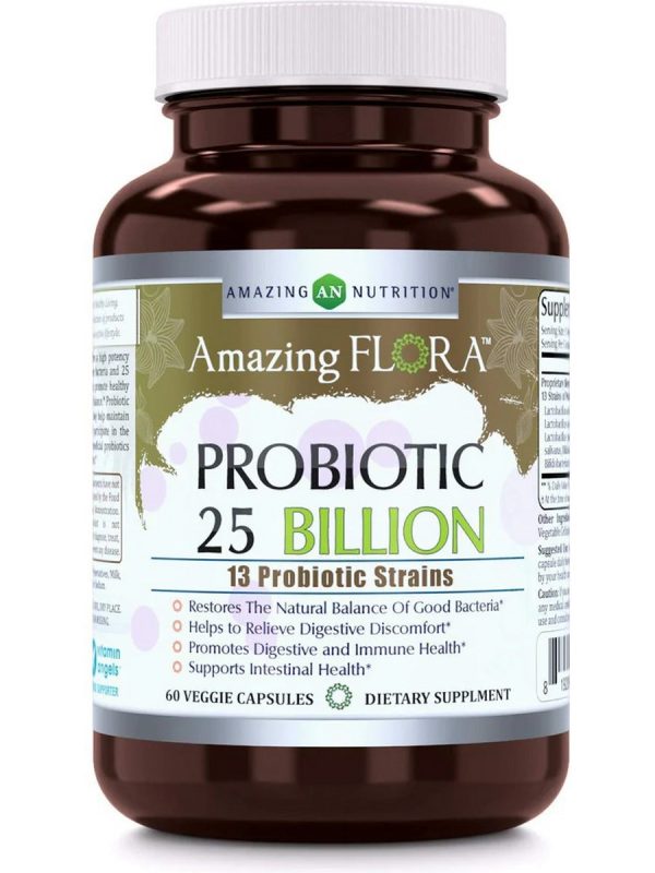 Amazing Flora, Probiotic 25 Billion, 13 Strains, 60 Veggie Capsules For Discount