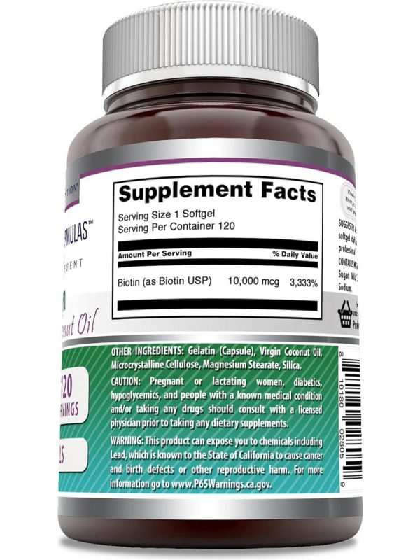 Amazing Formulas, Biotin made with Coconut Oil, 10000 mcg, 120 softgels Online Hot Sale