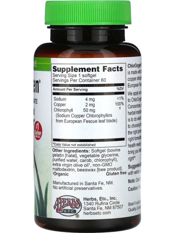 Herbs Etc., ChlorOxygen Chlorophyll Concentrate, 60 Softgels Sale