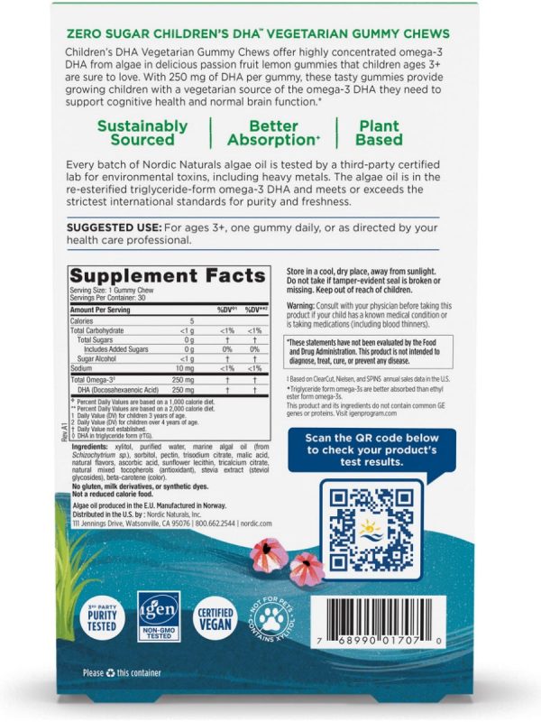 Nordic Naturals, Zero Sugar Children s DHA Gummies, 30 Vegetarian Gummies on Sale