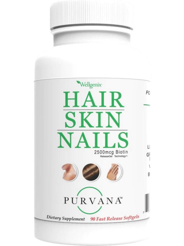 Wellgenix, Purvana Hair, Skin, and Nails, 2500 mcg, 90 Fast Release Softgels For Discount