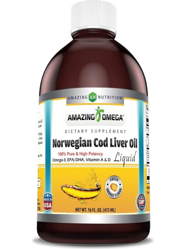 Amazing Omega, Norwegian Cod Liver Oil, Fresh Orange, 16 fl oz For Cheap