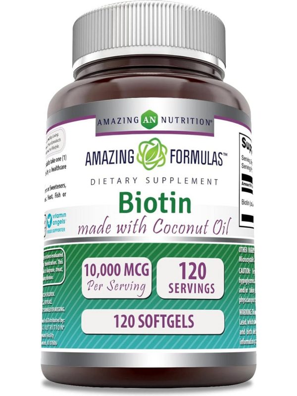 Amazing Formulas, Biotin made with Coconut Oil, 10000 mcg, 120 softgels Online Hot Sale