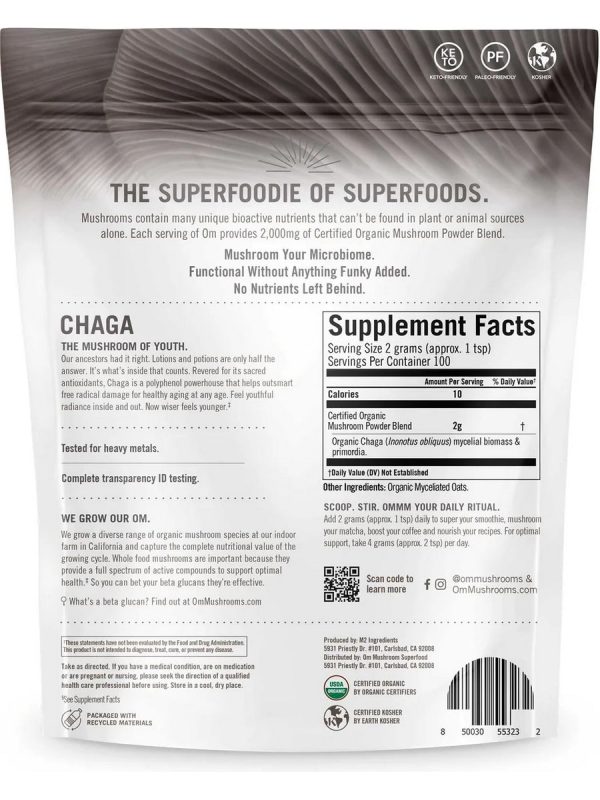 Om Mushroom Superfood, Chaga Certified Organic Mushroom Powder, 7.05 oz Online