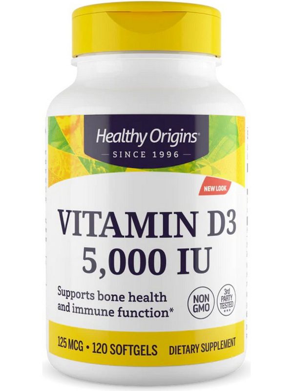 Healthy Origins, Vitamin D3 5,000 IU, 125 mcg, 120 Softgels For Discount