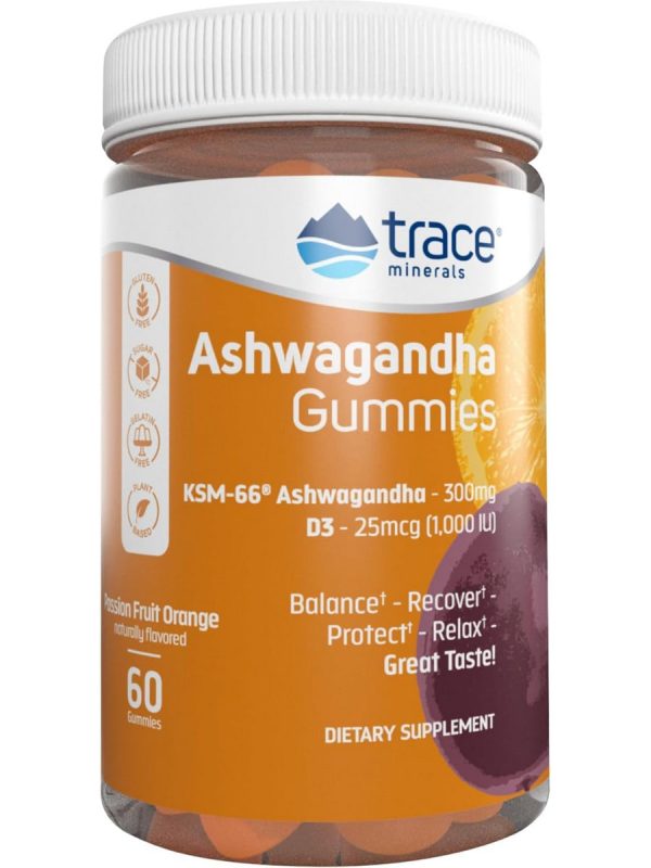 Trace Minerals, Ashwagandha Gummies, Passion Fruit Orange Flavor, 60 Gummies Online Sale