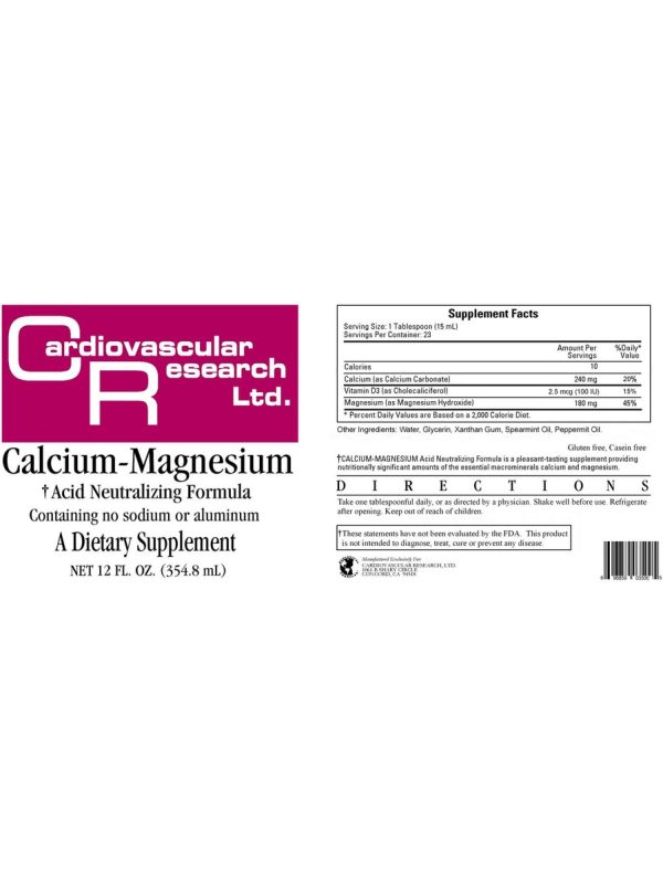 Cardiovascular Research Ltd., Calcium-Magnesium, 12 fl oz Online Sale