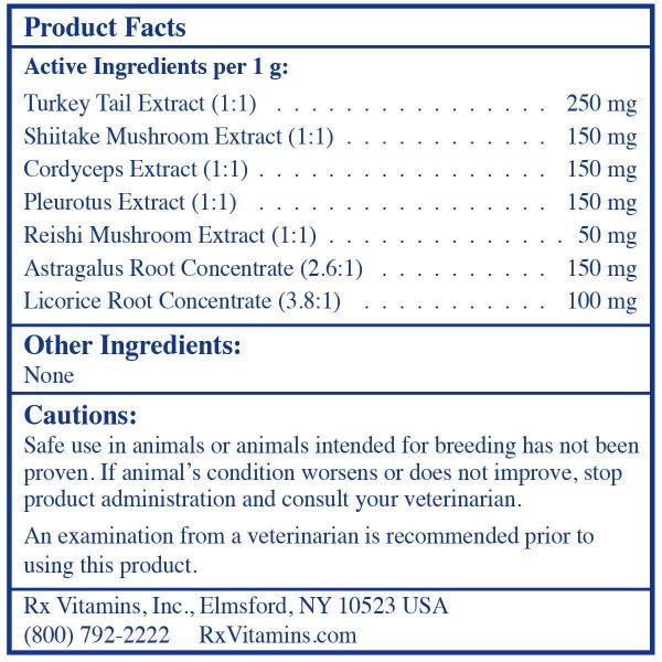 Rx Vitamins for Pets, RxCoriolus Forte, 100 grams Online Sale