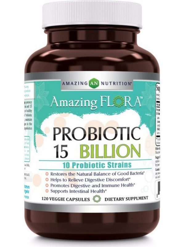 Amazing Flora, Probiotic 15 Billion, 10 Strains, 120 Veggie Capsules on Sale