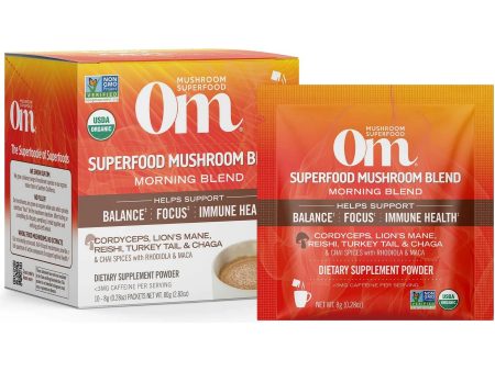 Om Mushroom Superfood, Superfood Mushroom Blend Morning Blend, 10 Packets Supply