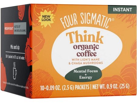 Four Sigmatic, Think Organic Coffee with Lion s Mane and Chaga Mushrooms, 10 Packets For Sale