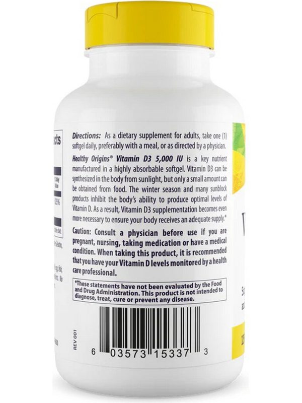 Healthy Origins, Vitamin D3 5,000 IU, 125 mcg, 360 Softgels For Discount