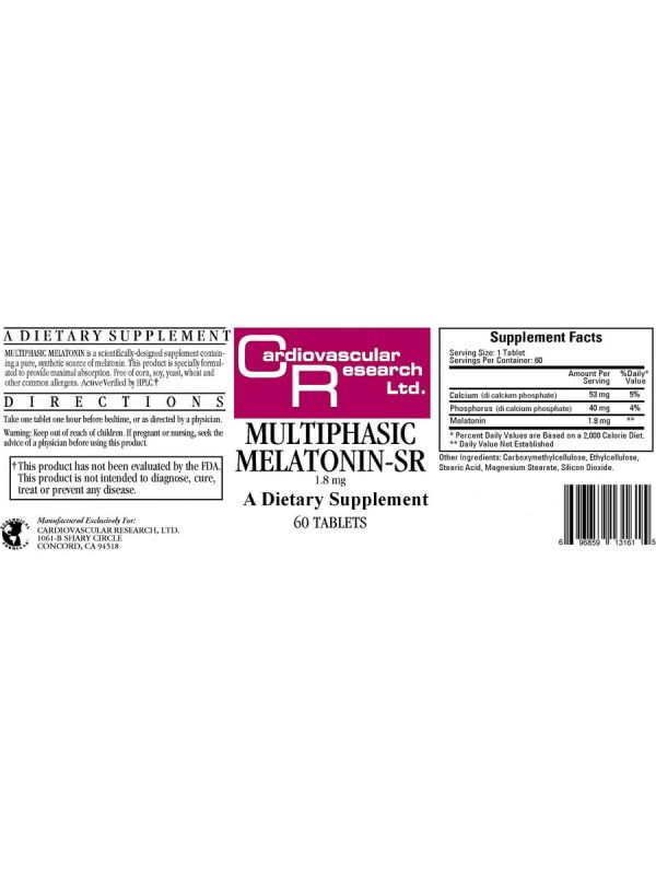 Cardiovascular Research Ltd., Multiphasic Melatonin-SR, 1.8 mg, 60 Tablets Online now